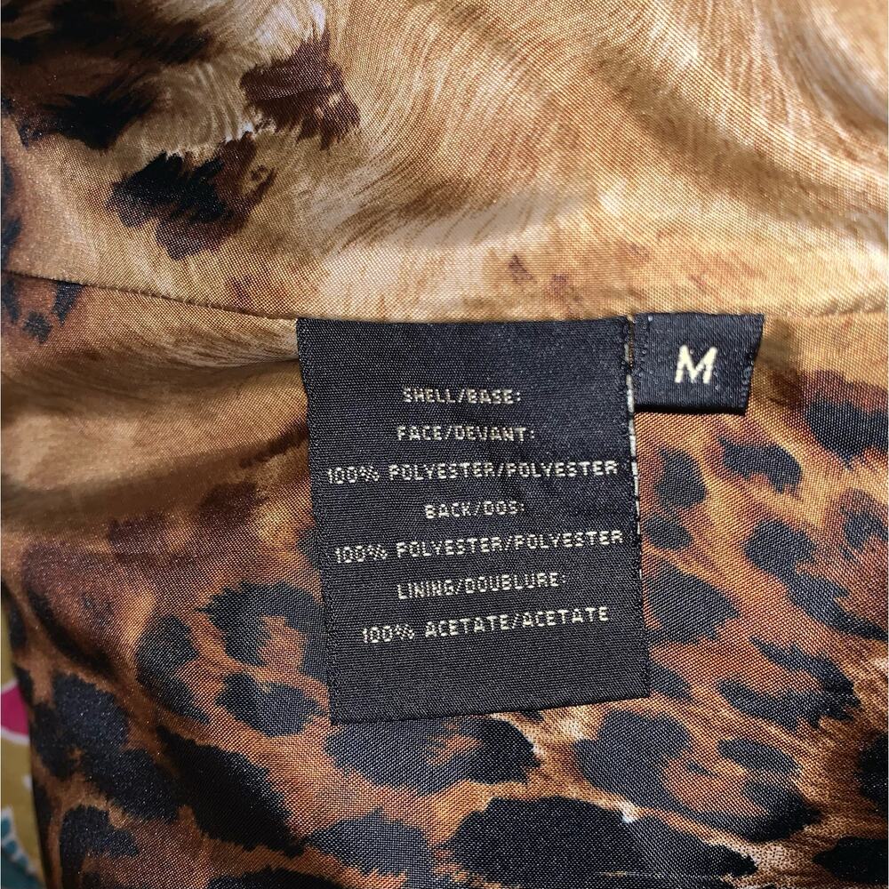 Dana Buchman Black Leopard Print Women Long Sleeve Trench Coat sz med - Picture 4 of 9